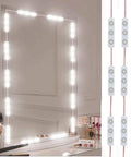 Hollywood Style Vanity Makeup Lights 10 Foot Ultra Bright White LED Strip Dimmable With Touch Control For Makeup Vanity Table And Bathroom Mirror No Mirror Included Easy Install Without Drilling showing LED setup on mirror