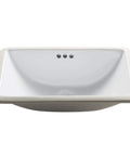 Front view of Elavo 21 Inch Rectangular Undermount White Porcelain Bathroom Sink With Overflow, modern design, ceramic surface