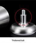 Heavy Duty Adjustable Cabinet Legs With Slick Brushed Stainless Steel Finish Badass Table Feet showing thickened bolt details.