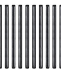 Ten Pack Three Quarters Inch By Sixteen Inch Black Malleable Iron Pipe Nipples Fittings With Threaded Both Ends For Makers And DIY Steampunk Industrial Vintage Style Projects For Home Builds.
