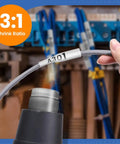 Rock Solid Heavy Duty Heat Shrink Cable Markers 3 Pack Flame Retardant Polyolefin Wire Labels installed on wire with heat gun