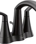 Glyde Two-Handle High Arc Centerset Bathroom Faucet In Matte Black with easy lever handles, WaterSense certified, ADA compliant