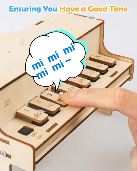Totally Fun Playable Wooden Piano STEM Toy Kit For Kids And Teens Buildable 3D Puzzle Craft Set For Girls And Boys Ages 8 9 10 11 12 13 14 15 16 Kid Approved Educational Musical Gift For Holidays And Birthdays, wooden mini piano key close-up