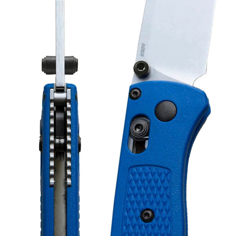 Knifemen Gonna Swear By This Badass 20 Piece Pocket Knife Upgrade Kit featuring a blue handle and silver blade for Benchmade Bugout 535.