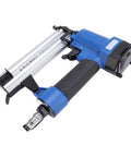 Heavy Duty Badass Workhorse Pneumatic Brad Nailer 18 Gauge 3 Eighth To 2 Inch Air Powered Nail Gun For Woodworking Projects with aluminum body and ergonomic grip.