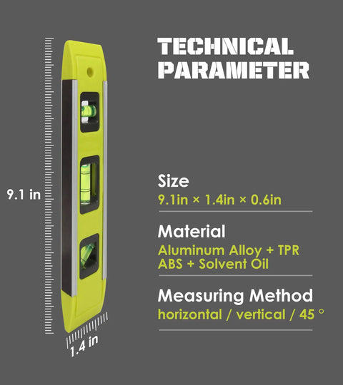 Hella Durable Magnetic Torpedo Level With Aluminum Reinforced Frame And Sweet Top View Green Bubbles For Dead On Measurements Anytime Around The House Or Shop