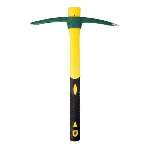 15 Inch Pick Mattock Hoe With Forged Steel Head And Fiberglass Handle For Digging And Loosening Soil, Weeding And Gardening, Camping Or Prospecting