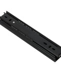 Side view of Six Pack 8 Inch Full Extension Drawer Slides In Black Telescopic Steel Ball Bearing Rails With Screws For Cabinets And Drawers