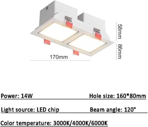Eight Piece Set Of Sleek Square LED Recessed Downlights Dual Swivel Ceiling Fixtures Warm 3000K Aluminum Indoor Lighting Kits No Fuss Home Upgrade Easy Drop In Fit Solid Build with dual square design.