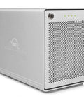Rock Solid 10Gb Usb C Raid Storage Enclosure, silver metal design, front view, optimized for heavy workloads on Mac or Windows.
