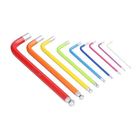 Hilitand 9Pc Colorful Long Arm Hex Wrench Set Chrome Steel Allen Keys With Complete Sizes For Home Maintenance Repair And Bike Tuning, colored ball-end set