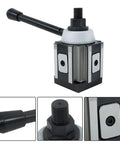 CXA Piston Type Tool Post For 13 To 18 Inch Swing Lathe, heavy-duty steel construction shown in detailed views.