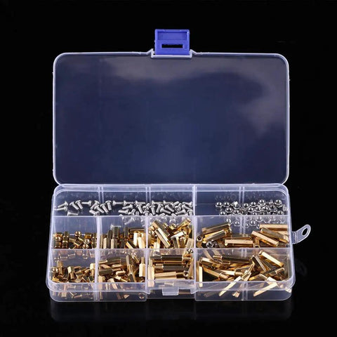 Brass M2 M3 Standoff Assortment Kit For DIY Friendly Motherboard PCB Spacers And Circuit Board Hardware With Female To Female And Female To Male Standoffs Screws Nuts And Spacers in resealable box