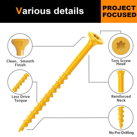 Exterior Deck Screws 8x1 Inch Bronze Coated for Outdoor Wood 420 Pieces Coarse Thread T25 Star Bit 1000 Hour Salt Spray