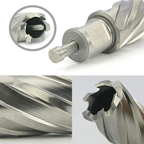 Pro Grade Magnetic Drill Annular Cutter Set, 7 Pcs 1 Inch HSS M2 Weldon Shank Bits, Cutting Depth 1 Inch, Diameter 0.5 To 1 Inch, Mag Drill Kit With Pilot Pins For Magnetic Drill Press