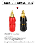 Dead Simple Plug And Play Speaker Binding Posts, M5 By 50mm Pure Copper Audio Terminals in red and black, showing dual banana ports.