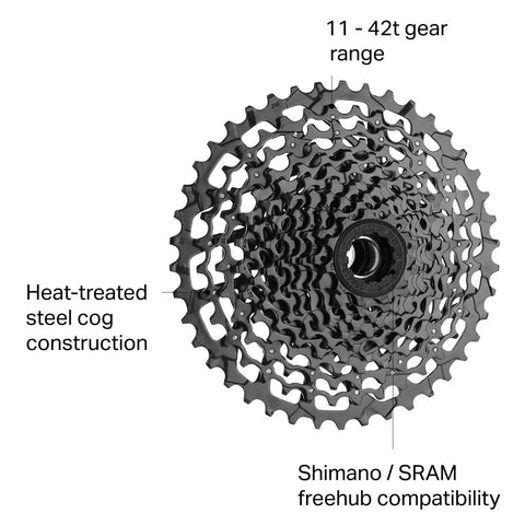 PG-1130 11-Speed Cassette 11-42T Black for Trail and Mountain Bikes with PowerGlide II Shift Tech