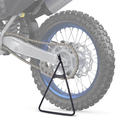 Dirt Bike Triangle Stand Universal For 80 To 500cc Motocross Enduro Pit Bike Steel Triangle Kickstand with Black Powder Coat on rear wheel