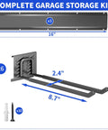 Heavy Duty 48 Inch Wall Mount Garden Tool Organizer With Six Adjustable Hooks Easy Install Steel Black Storage System.