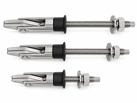 Tough As Nails Heavy Duty X Head Toggle Bolts For Hollow Wall Drywall Anchor Fasteners M8X150mm Pack Of 4 showing three variations of metal toggle anchors.