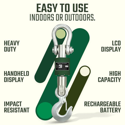 Heavy Duty Digital Crane Scale With Bright Backlit Screen And Secure Pallet Hook For Warehouse Shipping And Construction Weighing Up To 4000 Lb Capacity Built Tough For The Daily Jobsite Grind with LCD display and impact resistant hook.