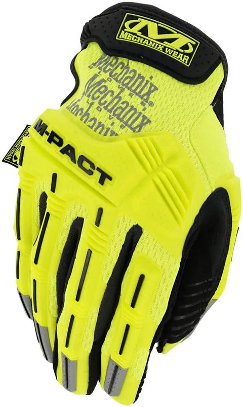 Hi Viz M Pact Gloves With Synthetic Leather And TrekDry Full Finger Anti Vibration Design for Construction Sites Size Large
