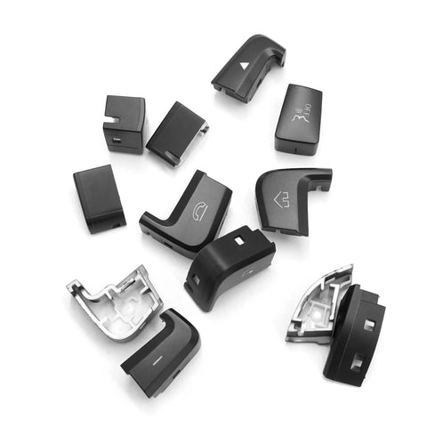 12-piece Mercedes-Benz Steering Wheel Button Cover Replacement for C Class W205 and GLC X253 black easy install caps.