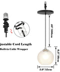 Kiven Instant Light Conversion Kit for 4/5/6inch Hole,Glass Farmhouse Lighting pendant with adjustable 40 inch cord length