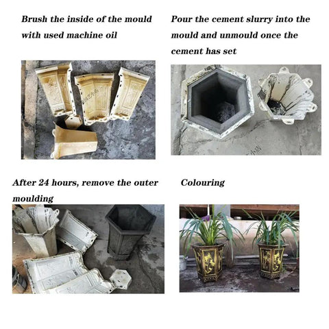 Steps to use Large Concrete Planter Mold For DIY Flower Pot Making 10.63 by 8.66 by 8.66 Inch Durable ABS Plastic