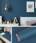 Blue Peel And Stick Wallpaper Roll 15.8 By 394 Inches Self Adhesive Waterproof Durable Vinyl for bedroom and living room decor scene.
