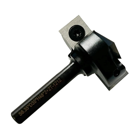 Spoilboard Surfacing Router Bit For CNC Woodworking, 1/4 Inch Shank, 1-3/8 Inch Cutting Diameter, 2 Plus 2 Insert Carbide Inserts