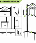 Easy installation diagram of Heavy Duty Freestanding Garden Hose Holder With Four Prongs A Real Workhorse Metal Hose Reel Stand