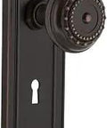 Mission Plate With Keyhole Meadows Knob Privacy Door Hardware Set 2 3/4 Backset Timeless Bronze Solid Forged Brass