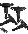 Four Piece Six Inch T Shaped Flower Hinge With Slotted Bearing For Doors Cabinets And Wood Fence Decor Classic Hardware With Screws