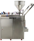 Side view of Automatic Quantitative Filling Machine For Paste Liquid And Granule Packaging With Built In Bag Maker And Tight Seal Design 10 To 100 Ml Capacity Smooth Operator Zero Fuss Packager 110v.