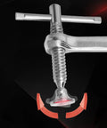 Close-up of Heavy Duty F Clamp With Drop Forged Steel Construction, Adjustable Rotating Pad on black background
