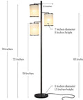 Liam Floor Lamp With Asian Lantern Shade Tree Style Standing Light For Living Rooms Offices And Bedrooms Includes 3 LED Bulbs Dope Ambience Black Finish