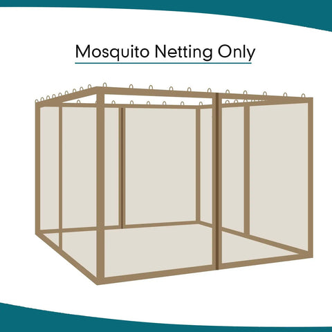 Universal Replacement Mosquito Netting For 10 By 10 Gazebo With 4 Panel Screen Walls And Zippers Outdoor Canopy Khaki