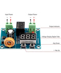 Two Pack Xh M609 Low Voltage Disconnect Module With Digital Display Auto Cutoff Stops DC Batteries From Over Discharge. Front view, showing input/output terminals and digital display.