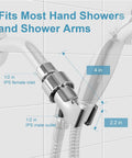 Adjustable Shower Arm Mount for Handheld Shower Head with brass ball joint, chrome finish, showing IPS inlet and outlet dimensions.