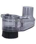 Slick Transparent CNC Router Dust Shoe For 45mm Spindle showing nylon skirt and vacuum port for woodworking.