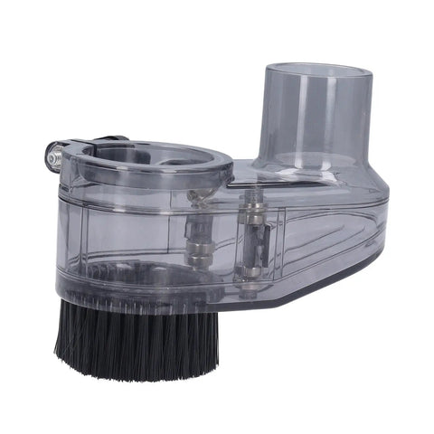 Slick Transparent CNC Router Dust Shoe For 45mm Spindle showing nylon skirt and vacuum port for woodworking.