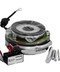 Front view of DHM3 electromagnetic brake with pure copper rotor, control box and mounting bolts