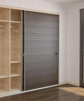 Matte Black Steel Closet Door Finger Pull Set on sliding door; slick low profile design, two and one eighth inch pocket size visible