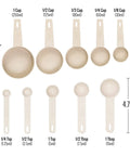 Wheat Straw Measuring Cups And Spoons Set Ten Piece For Cooking And Baking With Assorted Sizes From One Cup To One Half Tablespoon And Teaspoons