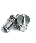 2 Pack SMA Female to N Female Bulkhead RF Coaxial Adapters Nickel Plated 50 Ohm rugged connectors for RF testing, close-up view.