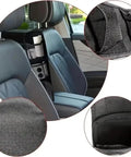 Game Changer Car Seat Side Organizer For Tesla Cybertruck With Dual Mesh Slots And A Secure Zipper Pocket showcasing storage for drinks and essentials.