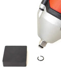 Essential 3/8 Inch Impact Wrench Retaining Rings And Round Sealer Clamps Made From Durable Rubber For Reliable Tool Security And Long Lasting Performance That Keeps Your Gear Tight And Ready To Rock. Rubber ring next to impact wrench.