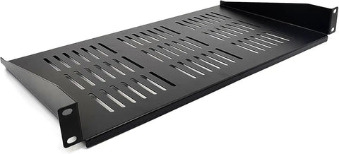 2 Pack 1U Vented Cantilever Server Rack Shelf 10 Inch Deep Fits Standard 19 Inch Network Cabinets with perforated design.
