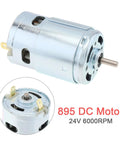 895 High Torque DC Motor Equipped With Dual Ball Bearings Running On 12V Or 24V Pulling 3000 To 6000 Rpm close-up showing motor terminals.